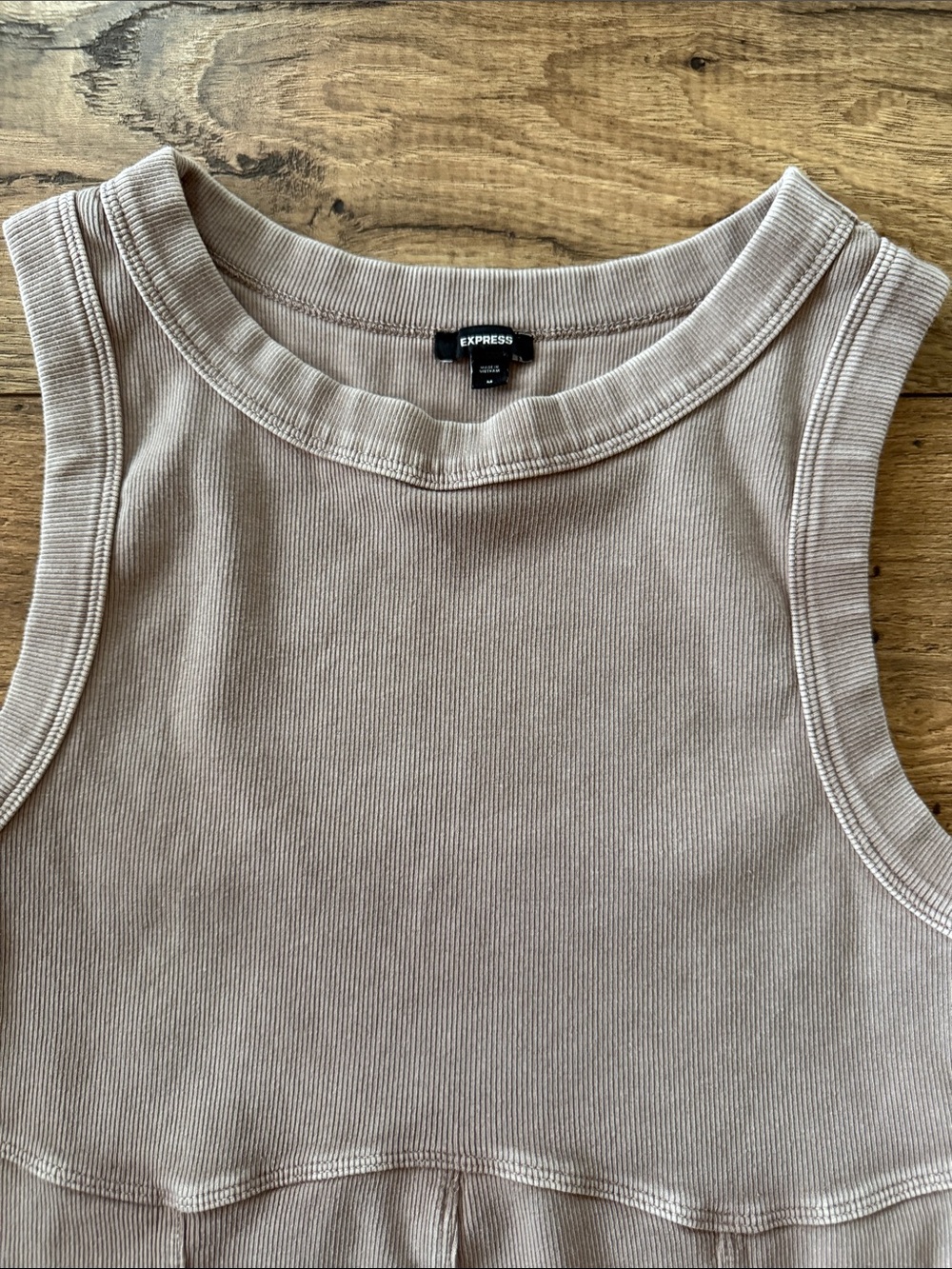 Express Ribbed Tank Top in Taupe - Picture 3 of 7